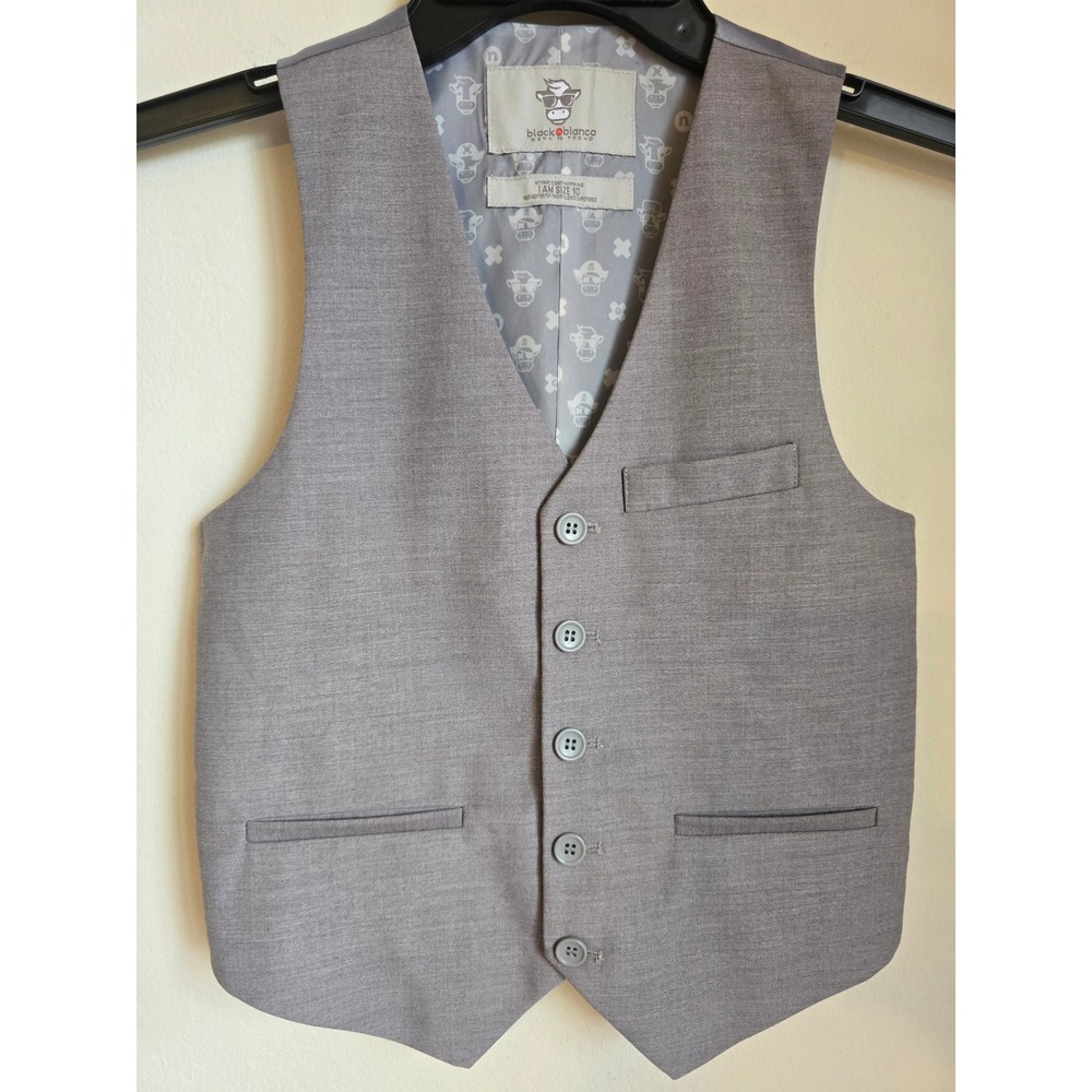 Black Bianco Boys Gray Dress Vest Grey Size 10 Wedding Party Formal